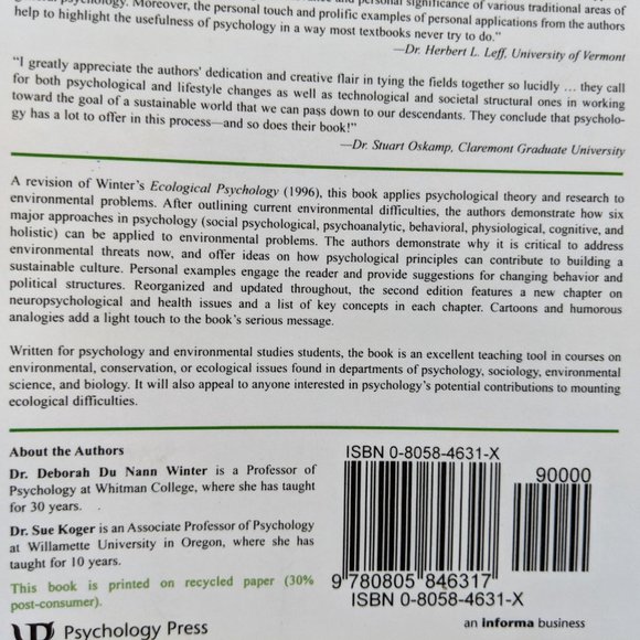 The Psychology of Environmental Problems Book - Picture 3 of 5